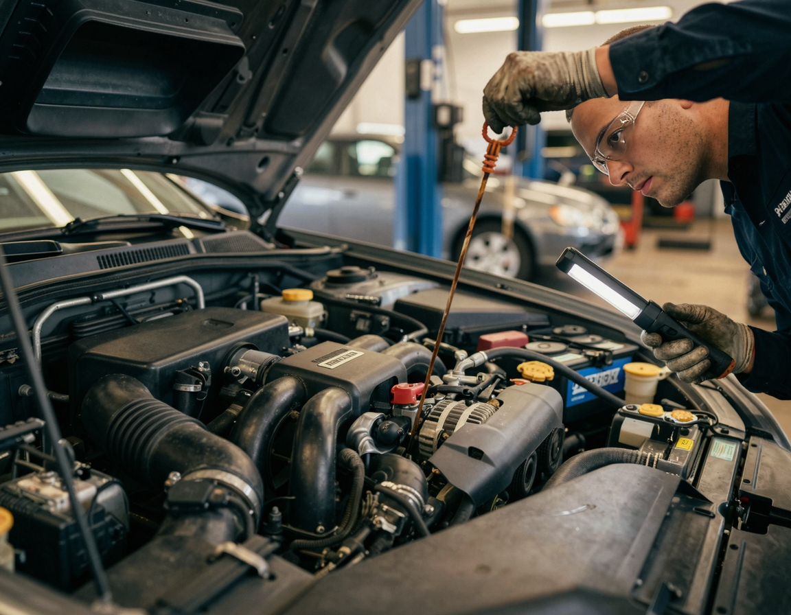 중고차 엔진룸 점검 모습