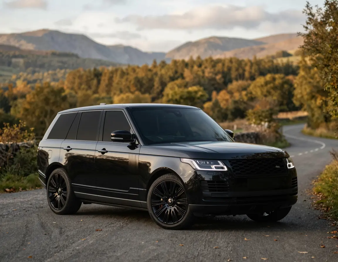 블랙 색상의 비반사필름이 시공된 고급 SUV