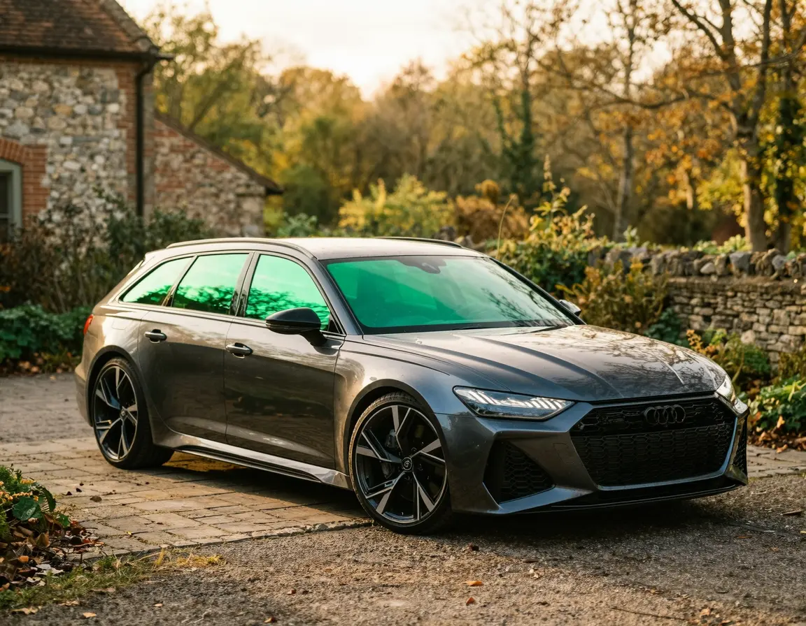 에메랄드빛 반사필름이 시공된 스포티한 자동차