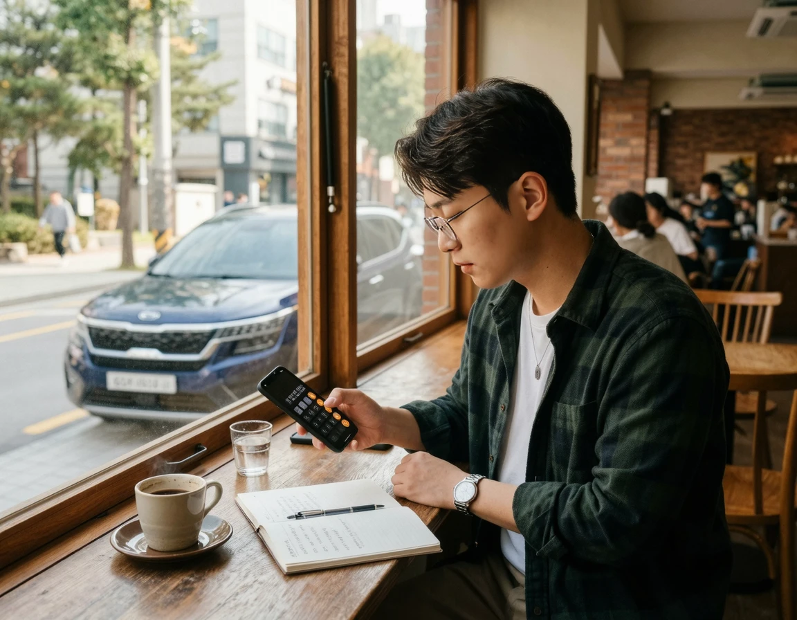 스마트폰으로 취등록세를 계산하는 모습