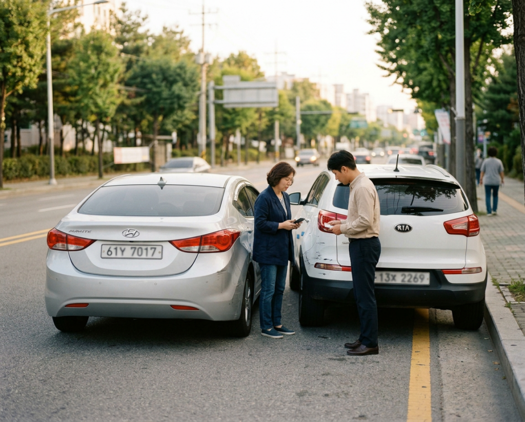접촉사고 후 합의 중