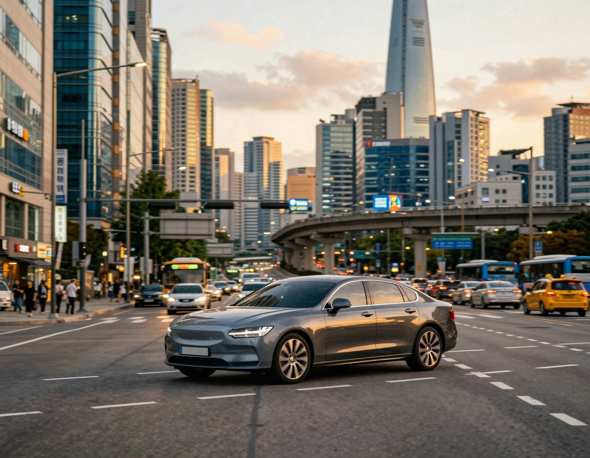 서울 도심을 주행하는 전기차와 지역별 전기차 보조금 비교