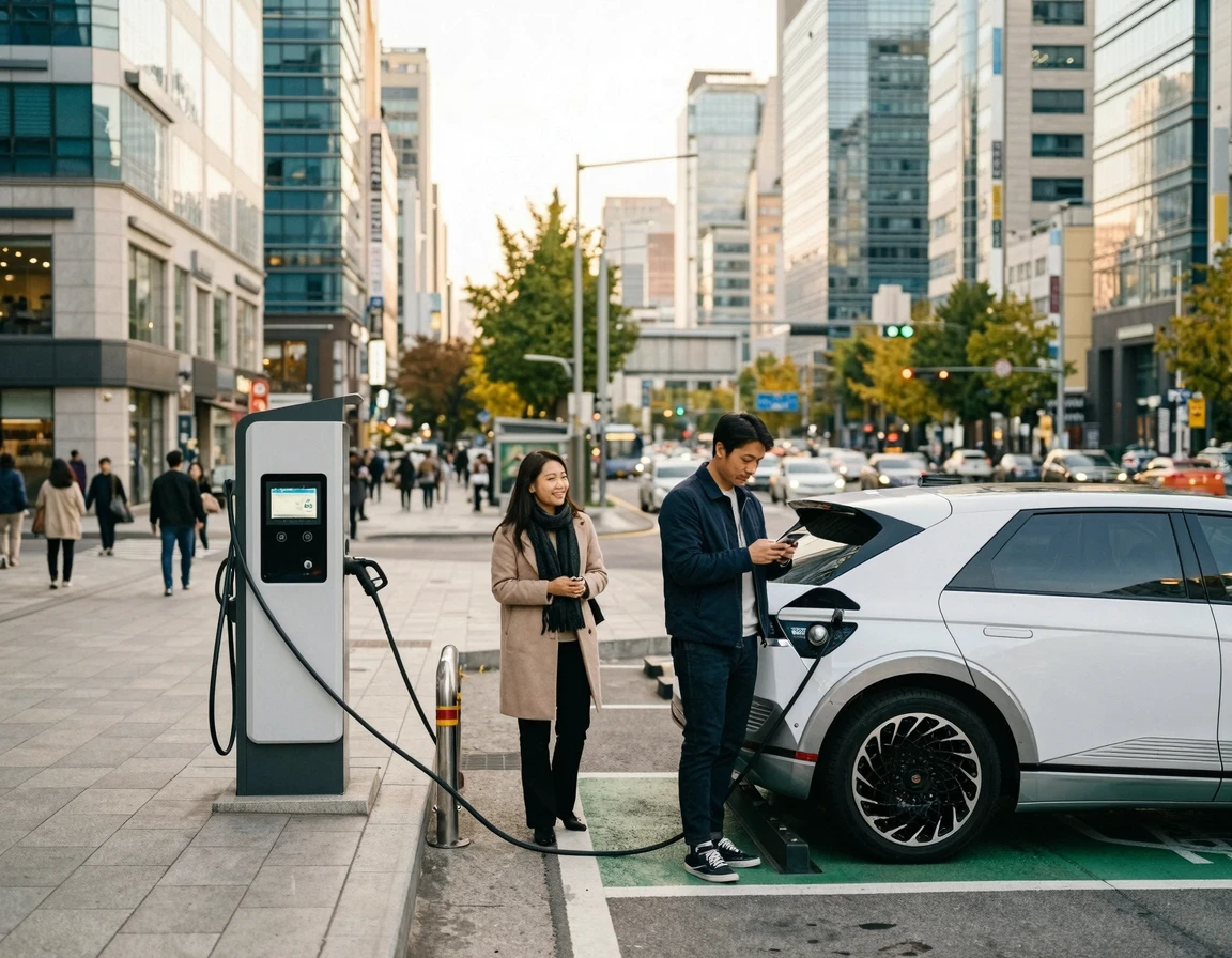 수도권 도심의 전기차 충전소 풍경