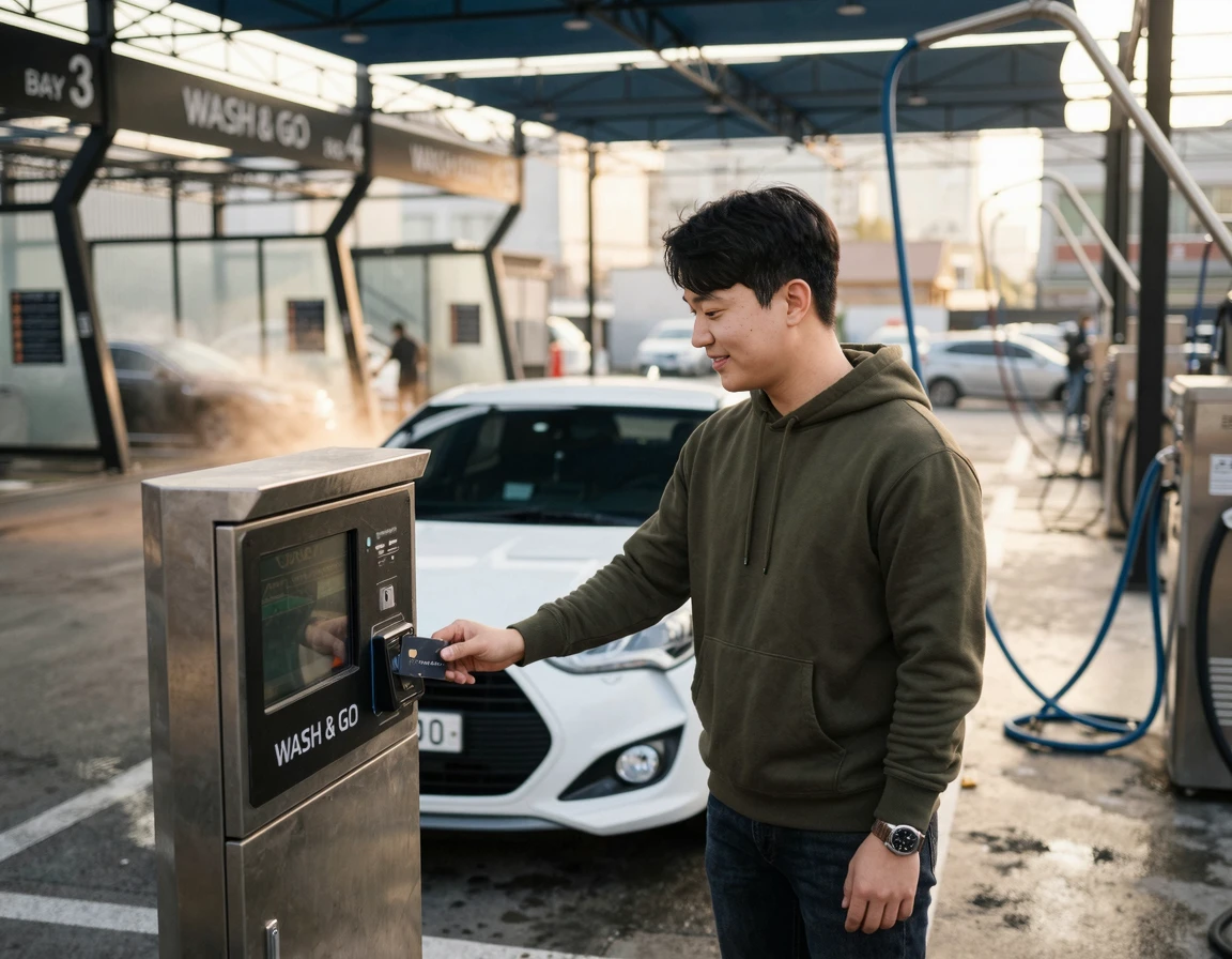 세차장 전용 카드 충전 및 결제 모습