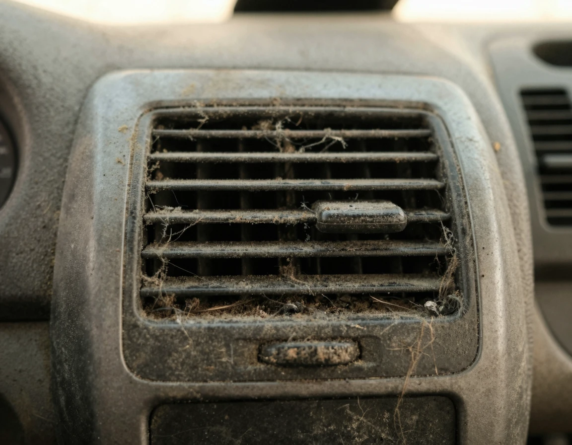 오염된 자동차 에어컨 송풍구의 모습